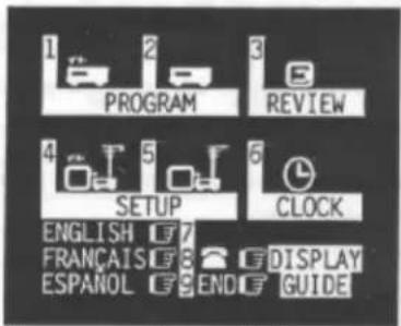 PROGRAM REVIEW 4 5 6 CLOCK ENGLISH FRANÇAIS ESPANOL END DISPLAY GUIDE