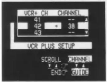 UCR+ CH CHANNEL 41 -- 42 + 38 43 -- UCR PLUS SETUP SCROLL CHANNEL END GUIDE