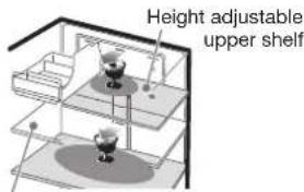 Height adjustable upper shelf