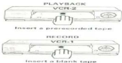 PLAYBACK VCR-2 Insert a prerecorded tape RECORD VCR-1 Insert a blank tape