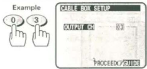 Example CABLE BOX SETUP OUTPUT CH 03 PROCEED GUIDE
