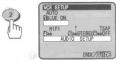 VCR SETUP AUTO BLUE ON HIFI STEREO T SAP AUDIO SETUP ENDCF GIDE