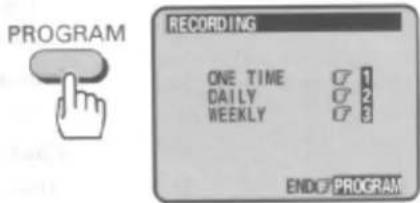 PROGRAM RECORDING ONE TIME 7 1 DAILY 7 2 WEEKLY 7 3 END# PROGRAM