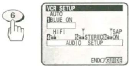 6 VCR SETUP AUTO 1BLUE_ON HIFI STEREO3 ON AUDIO_SETUP ENDC GUIDE