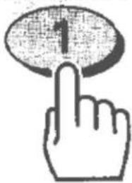 Hand icon pointing at a circular button with the number 1, likely indicating a step or button.