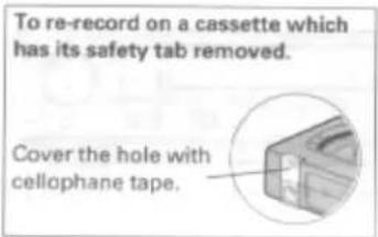 To re-record on a cassette which has its safety tab removed. Cover the hole with cellophane tape.