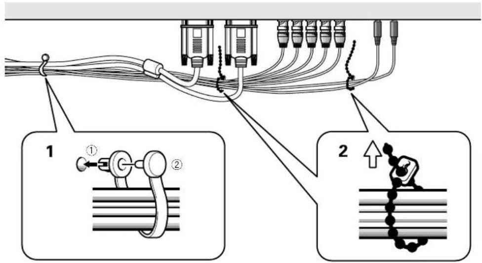 Diagram illustrating cable installation and bonding process with labeled components and directional arrows