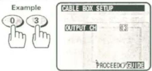 Example CABLE BOX SETUP OUTPUT CH 03 PROCEED GUIDE