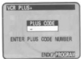 VCR PLUS+ PLUS CODE - ENTER PLUS CODE NUMBER END# PROGRAM