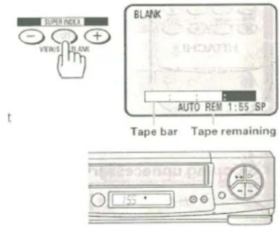 SUPER INDEX - VIEW/S BLANK t BLANK AUTO REM 1:55 SP Tape bar Tape remaining 155°