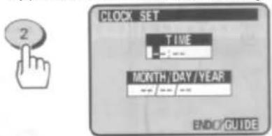 CLOCK SET TIME MONTH/DAY/YEAR END/CUIDE