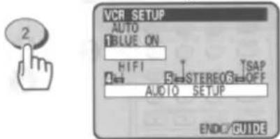 VCR SETUP AUTO BLUE ON HIFI STEREO3 TSAP AUDIO SETUP ENDC/GUIDE
