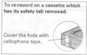 To re-record on a cassette which has its safety tab removed. Cover the hole with cellophane tape.