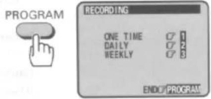 PROGRAM RECORDING ONE TIME 0 1 DAILY 0 2 WEEKLY 0 3 ENDUP PROGRAM