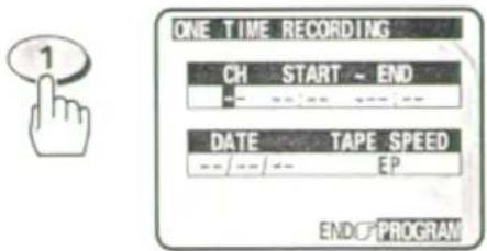 ONE TIME RECORDING CH START ~ END DATE TAPE SPEED --/--/-- EP END OF PROGRAM