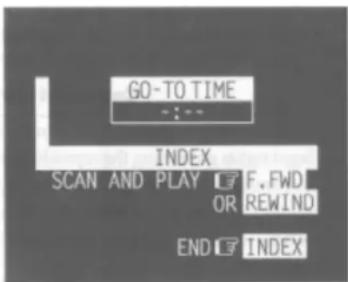 GO-TO TIME INDEX SCAN AND PLAY F.FWD OR REWIND END INDEX