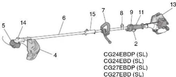 5 14 6 15 7 8 9 11 13 4 2 CG24EBDP (SL) CG24EBD (SL) CG27EBDP (SL) CG27EBD (SL)