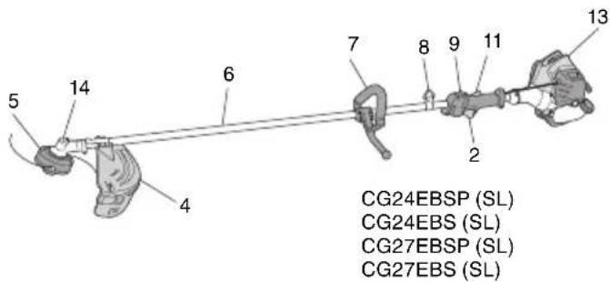 5 14 6 7 8 9 11 2 13 CG24EBSP (SL) CG24EBS (SL) CG27EBSP (SL) CG27EBS (SL)