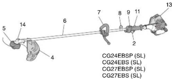5 14 6 7 8 9 11 2 13 CG24EBSP (SL) CG24EBS (SL) CG27EBSP (SL) CG27EBS (SL)