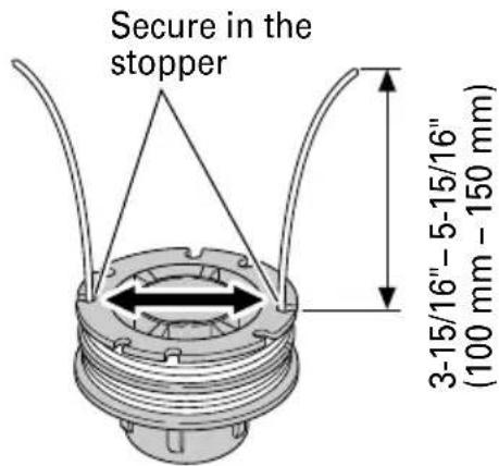 Secure in the stopper 3-15/16" - 5-15/16" (100 mm - 150 mm)