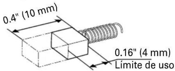 0.4" (10 mm) 0.16" (4 mm) Límite de uso