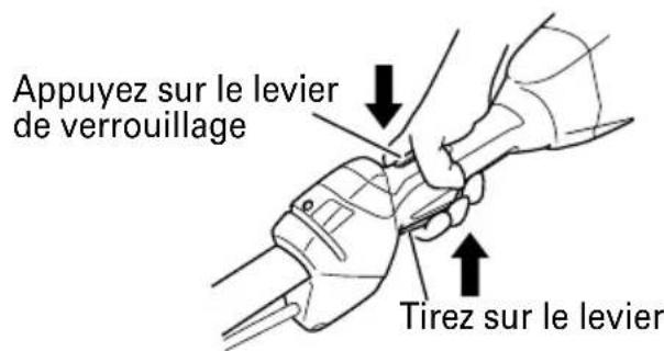 Appuyez sur le levier de verrouillage Tirez sur le levier