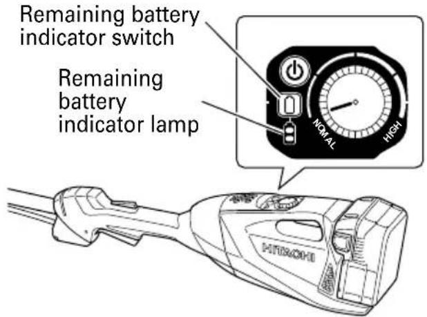 Remaining battery indicator switch Remaining battery indicator lamp NOM AL HIGH HITACHI