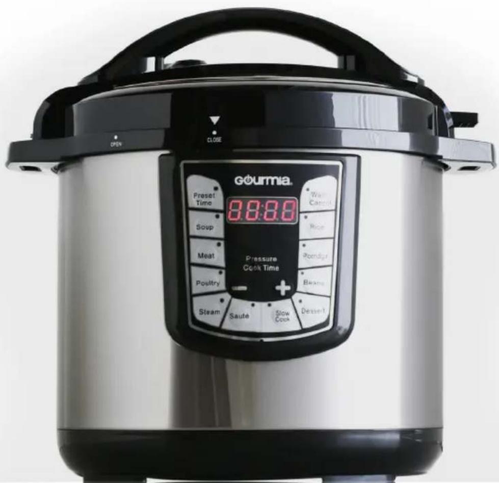 OPEN CLOSE GOURMIA. Preset Time 8:00:00 Soup Meat Poultry Steam Saute Slow Cook Water Canola Rice Pondair Beans Dessert