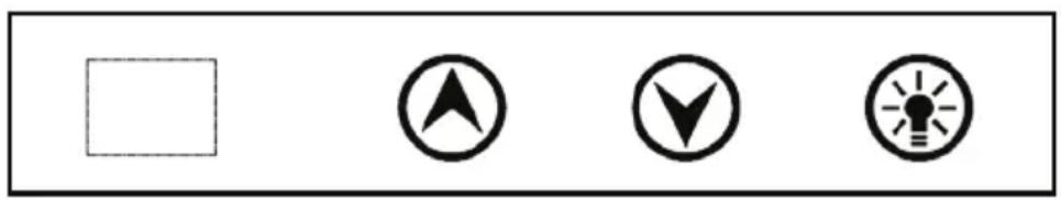 Simple diagram with a blank rectangle, three directional icons: an arrow, a down-right triangle, and a lightbulb with a minus sign.