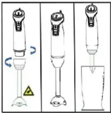Diagram showing three stages of a laboratory instrument with warning symbols and labels in Chinese
