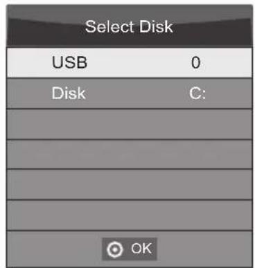 Select Disk USB 0 Disk C: OK