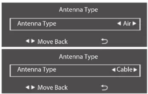 Antenna Type Antenna Type ← Air Move Back ↻ Antenna Type Antenna Type ← Cable Move Back ↻