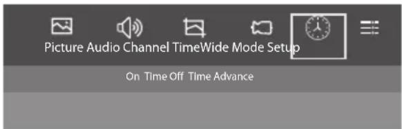 Picture Audio Channel TimeWide Mode Setup On Time Off Time Advance
