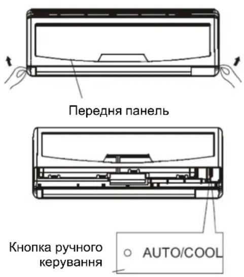 Передня панель Кнопка ручного керування AUTO/COOL