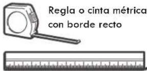 Regla o cinta métrica con borde recto