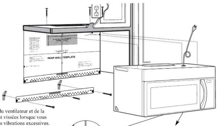 REAR WALL TEMPLATE du ventilateur et de la et vissées lorsque vous s vibrations excessives.