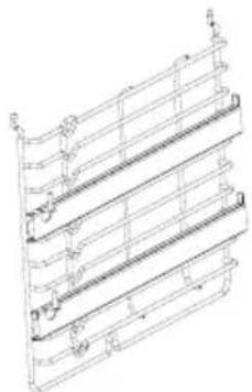 Technical line drawing of a multi-layered structural panel or enclosure (no text or symbols)
