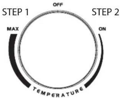 STEP 1 OFF STEP 2 MAX ON TEMPERATURE