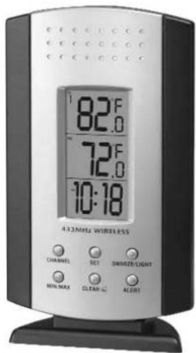 82°F 72°F 10:18 433MHz WIRELESS CHANNEL SET SWRDER/LIGHT MINI-MAX CLEAR ALERT