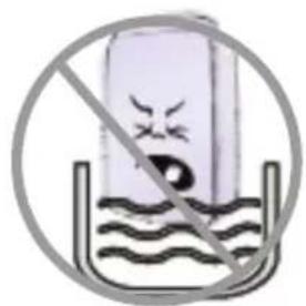 Prohibition sign showing a water bottle with a crossed-out 'no' symbol and warning symbols