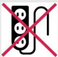 Prohibition sign with three electrical plug symbols crossed out by a red 'X' symbol, indicating no prohibition or disapproval.