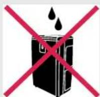 Warning sign with red prohibition symbol and water droplet icon, indicating no hazard or caution