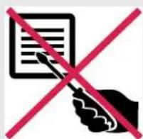 Prohibition sign with red prohibition symbol crossed over document and pen icon