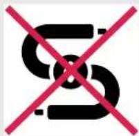 Prohibition sign with red X-shaped crossed-out symbol and black curved lines forming a stylized 'S' shape