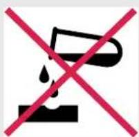 Prohibition sign with crossed-out black-and-white graphic and text, indicating prohibited use or consumption.