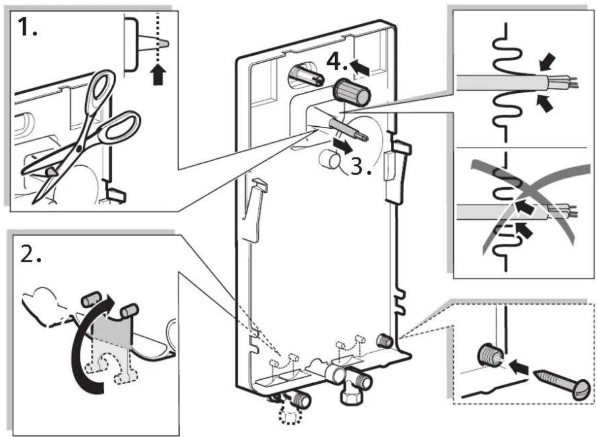 Technical diagram illustrating a mechanical assembly process with numbered steps and component illustrations