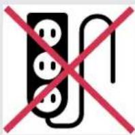 Prohibition sign with three electrical plug symbols crossed out by a red 'X' symbol