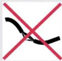 Prohibition sign with red X and black curved line crossing, indicating no text or symbols beyond the crossed-out symbol.