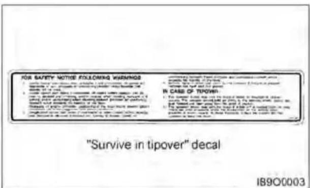"Fasten seat belt" decal "WARMING" "3urvive in tipuver" decal IB900004
