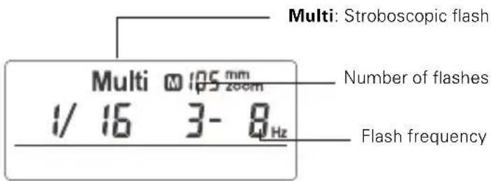Multi: Stroboscopic flash Multi @ 105 mm 200m Number of flashes 1/ 16 3- 8 Hz Flash frequency